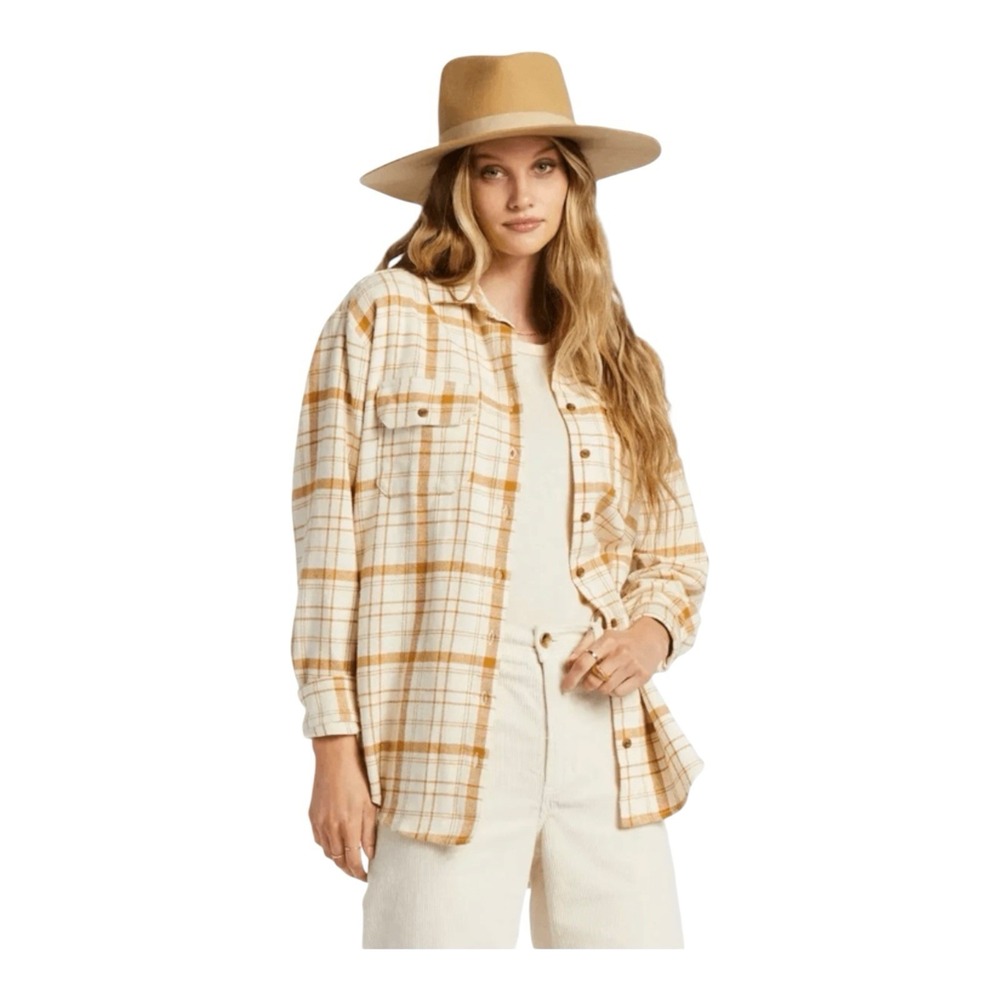 NWT Billabong Flannel Shirt Womens Multicolor Plaid Flannel Long Sleeve Sz S